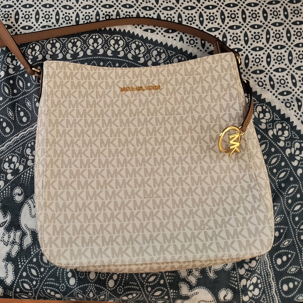 Michael Kors Beige Monogram Crossbody Bag
